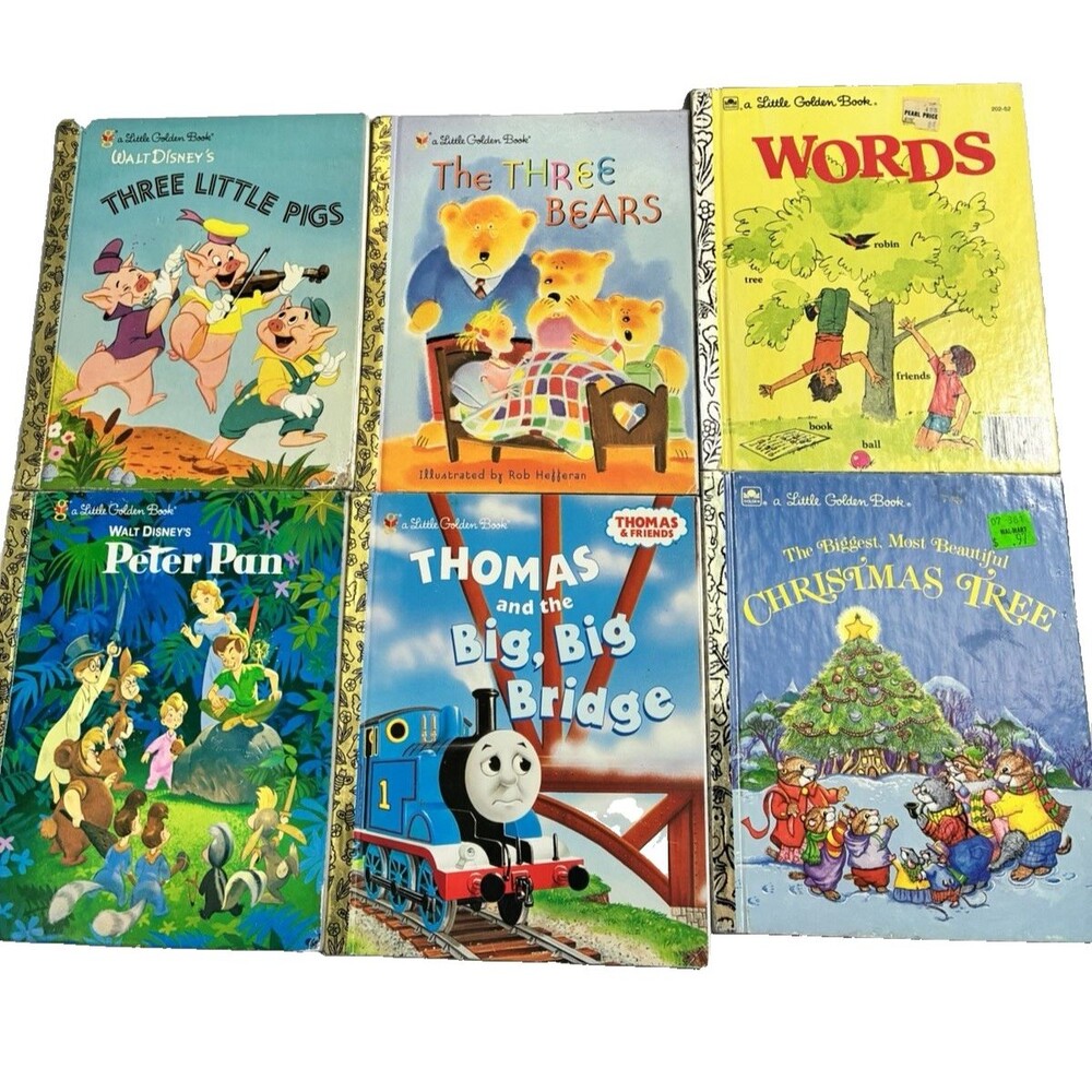 Vintage Little Golden Books Lot of 6 Scrapbooking Crafts 1970's to 2000's Disney
